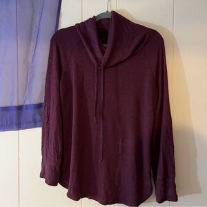 Mi Burgundy Cowl Neck Sweater Soft Knit Pullover